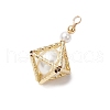 Brass & Shell Pearl 3D Rhombus Pendants PALLOY-TA00230-1