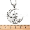 304 Stainless Steel Hollow Cut Cowboy Moon Pendant Necklaces NJEW-H065-26P-3