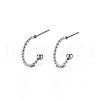 304 Stainless Steel C-shape Stud Earrings EJEW-N016-013-NR-1