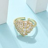 Brass Micro Pave Clear Cubic Zirconia Cuff Rings for Women RJEW-C126-06G-2