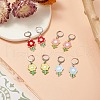 4 Pair 4 Color Alloy Enamel Flower Dangle Leverback Earrings EJEW-JE05236-2