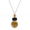 Flat Round Geometirc Resin Pendant Faux Suede Cord Long Necklaces FS-WG38481-01-3