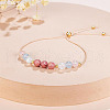 Adjustable Natural Rose Quartz & Aquamarine & Moonstone & Rhodonite Round Beaded Slider Bracelets for Healthy Pregnancy Gift FS-WG14B1D-01-3