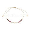 Adjustable Natural Quartz Crystal & Ruby & Garnet Braided Bead Bracelets for Women BJEW-JB11619-02-2