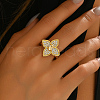 Brass Micro Pave Cubic Zirconia Finger Rings for Women GE5846-4