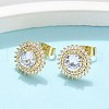 Brass Micro Pave Clear Cubic Zirconia Stud Earrings EJEW-C139-01G-1