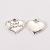 Wedding Theme Antique Silver Tone Tibetan Style Alloy Heart with Chief Bridesmaid Rhinestone Charms TIBEP-N005-21D-1