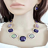 Square Zinc Alloy & Resin Link Chain Necklaces & Dangle Earrings Sets FS-WGC3850-01-2