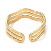 Ion Plating(IP) 304 Stainless Steel Triple Line Open Cuff Ring for Women RJEW-M149-02G-2