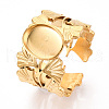 Ginkgo Leaf 304 Stainless Steel Cuff Ring Components STAS-T066-57G-1