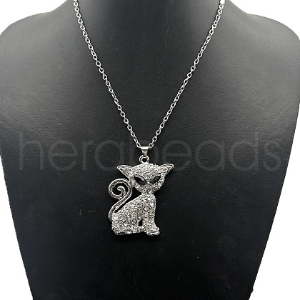 Alloy Rhinestone Pendant Necklaces QD9835-7-1
