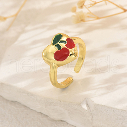 Fruit Themes Brass Cuff Open Rings for Women FC9265-1-1