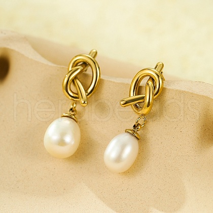 304 Stainless Steel knot Stud Earrings EJEW-C133-02G-1