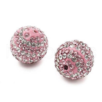 Stripe Pattern Polymer Clay Rhinestone Beads CLAY-NH0001-01L-1