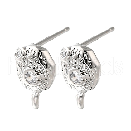 Brass Micro Pave Cubic Zirconia Stud Earring Findings KK-Z102-13P-1
