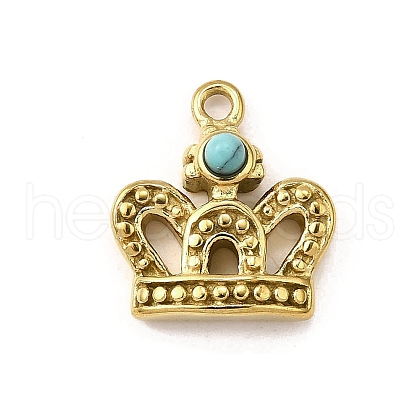 304 Stainless Steel with Synthetic Turquoise Charms STAS-Z135-09G-1