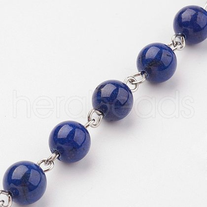 Natural Mashan Jade Handmade Beaded Chains AJEW-JB00307-02-1