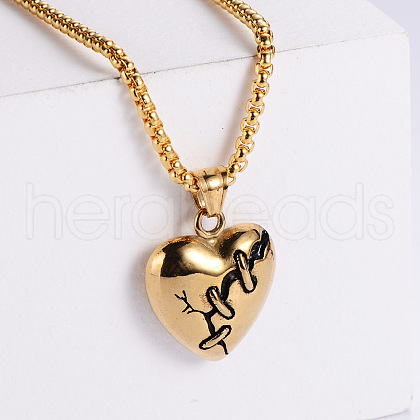 Vintage Stainless Steel Broken Heart Pendant Necklaces Punk Hip-hop Exquisite Jewelry Trendy Gift WJ1356-2-1
