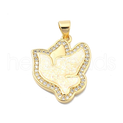 Brass Micro Pave Clear Cubic Zirconia Pendants KK-A221-15B-G-1