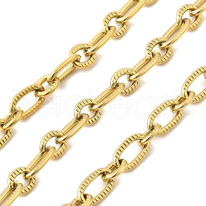 304 Stainless Steel Textured Oval Link Chains CHS-C018-08G-1