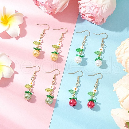 304 Stainless Steel Tomato Dangle Earrings EJEW-MZ00464-1