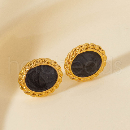 Minimalist Oval Stainless Steel Stud Earrings XI8505-3-1