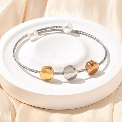 304 Stainless Steel Twist Rope Shape Bangles BJEW-C091-01GP-1