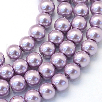 Baking Painted Pearlized Glass Pearl Round Bead Strands X-HY-Q330-8mm-44-1