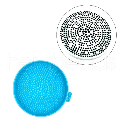 Flat Round with Polka Dot Pattern Cup Mat Silicone Molds DIY-M039-04-1