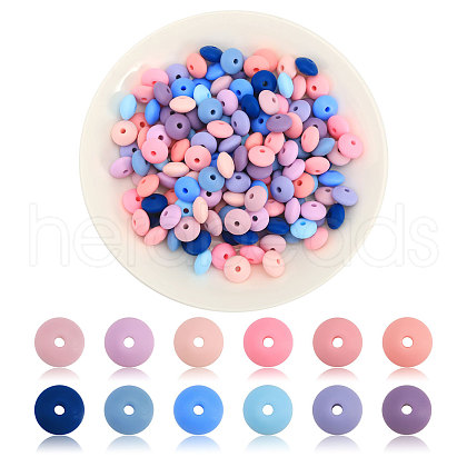 CHGCRAFT 180Pcs 12 Colors Rondelle Food Grade Eco-Friendly Silicone Abacus Beads SIL-CA0003-18-1