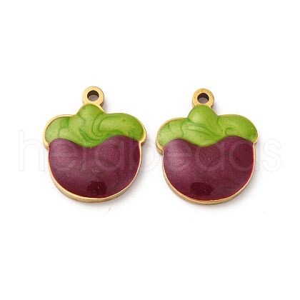 Fruit Seris 304 Stainless Steel Enamel Charms STAS-U060-03G-04-1