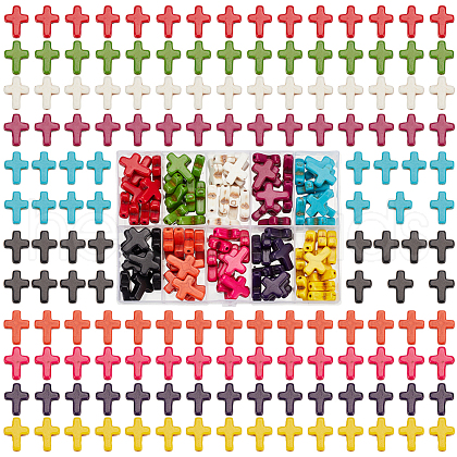 ARRICRAFT 100Pcs 10 Colors Synthetic Turquoise Beads Strands TURQ-AR0001-51-1