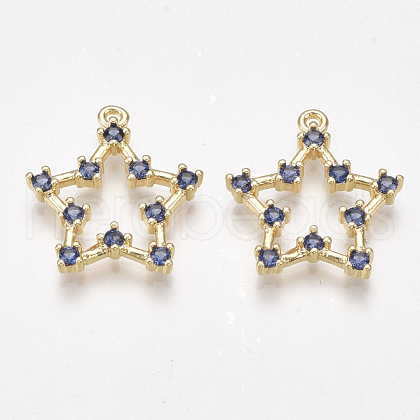 Brass Cubic Zirconia Pendants KK-T038-505E-1