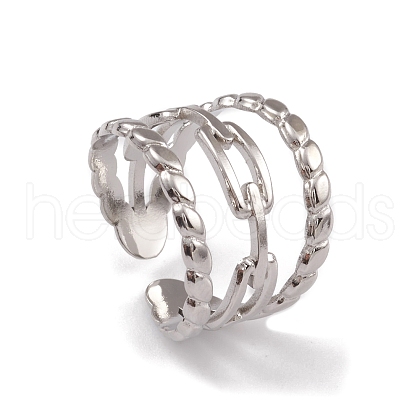 Non-Tarnish 304 Stainless Steel Cuff Rings RJEW-G285-39P-1