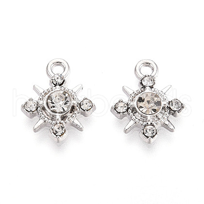 Rack Plating Alloy and Rhinestone Pendants PALLOY-T090-47P-1
