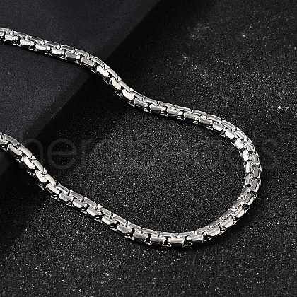 4MM 304 Stainless Steel Box Chain Necklaces for Men STAS-V011-01A-P-1