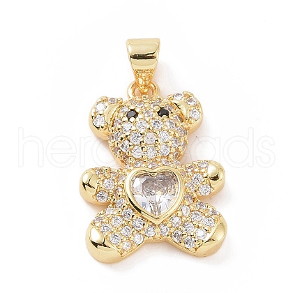 Brass Micro Pave Cubic Zirconia Pendants KK-C012-04G-08-1
