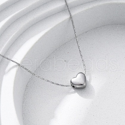 304 Stainless Steel Heart Pendant Necklaces NJEW-R026-22P-1