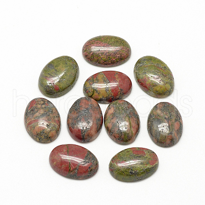 Natural Unakite Cabochons X-G-R415-13x18-36-1