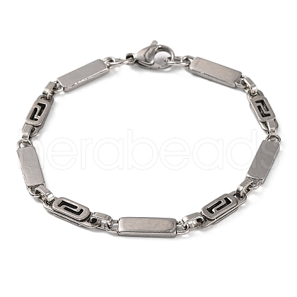 Tarnish Resistant 201 Stainless Steel Rectangle Link Chain Bracelets BJEW-B078-101P-1