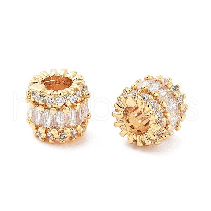 Column Brass Micro Pave Clear Cubic Zirconia Beads KK-S394-02A-1