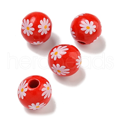 Printed Wood European Beads WOOD-G022-19G-1