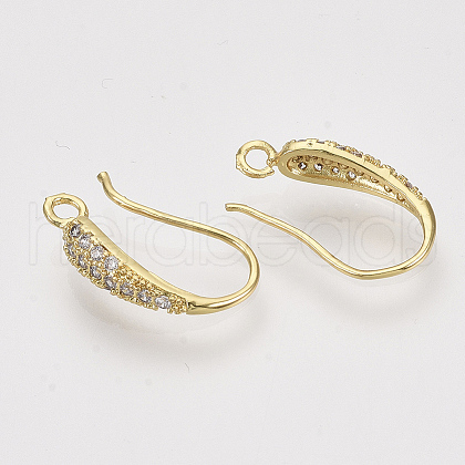 Brass Micro Pave Cubic Zirconia Earring Hooks X-ZIRC-Q022-035G-NF-1