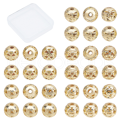CREATCABIN 30Pcs 5 Style Alloy Hollow Beads PALLOY-CN0001-02-1