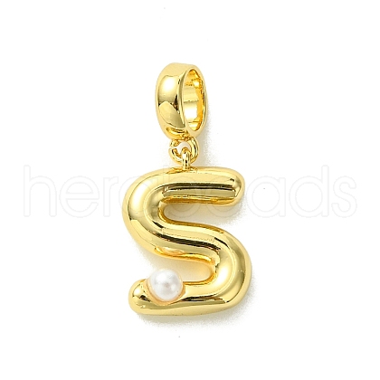 Rack Plating Brass with ABS Plastic Pearl European Dangle Charms KK-G501-02S-G-1