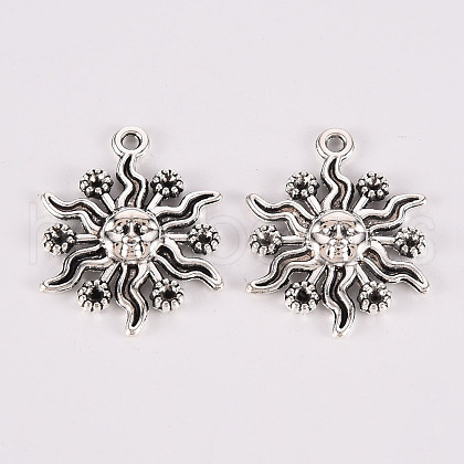 Tibetan Style Alloy Pendants Rhinestone Settings X-TIBE-N010-70AS-RS-1