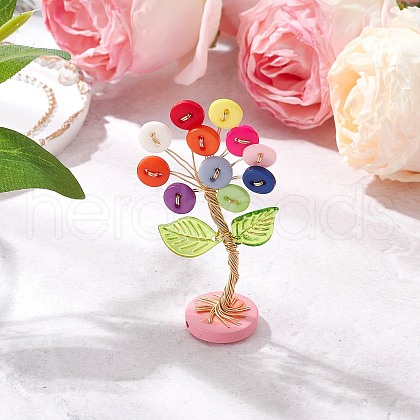Resin Button Tree of Life Decorations PALLOY-JF03414-03-1