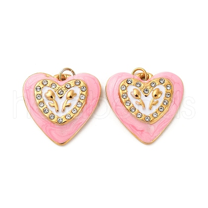 304 Stainless Steel Enamel Pendants STAS-U061-42G-02-1