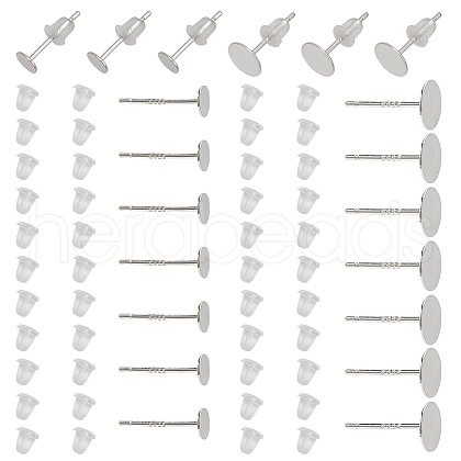 GOMAKERER 925 Sterling Silver Round Flat Pad Stud Earring Findings STER-GO0001-47-1