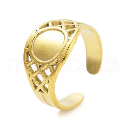 Real 18K Gold Plated 304 Stainless Steel Open Cuff Rings for Women RJEW-B061-01G-03-1